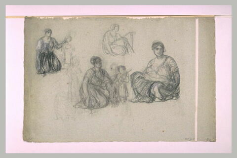 Quatre études de femme, assise, avec leurs enfants, image 1/1