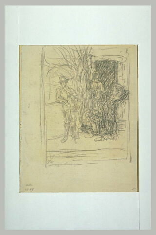 Trois personnages devant une porte, image 1/1