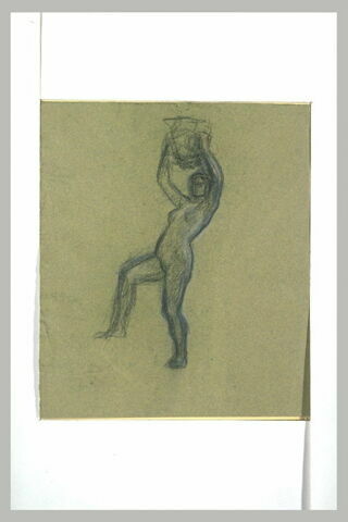 Femme nue, debout, tourné vers la gauche, tenant un vase, image 1/1