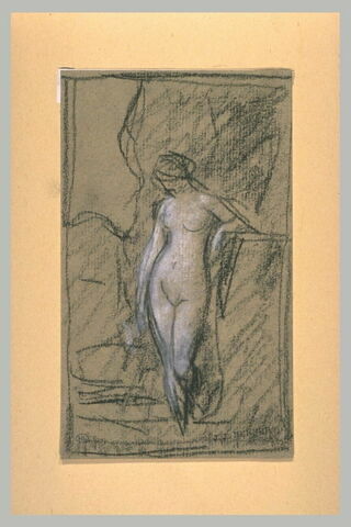 Femme nue, debout, de face, la tête tournée vers la gauche, image 1/1