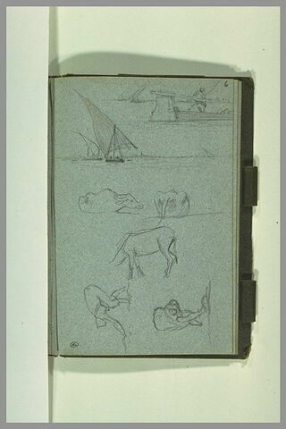 Etudes d'un barreur, de figures, d'animaux, et de bateaux, image 1/1