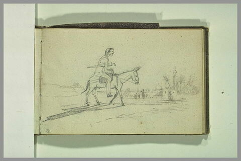 Caricature d'un homme conduisant son âne vers la ville, image 1/1