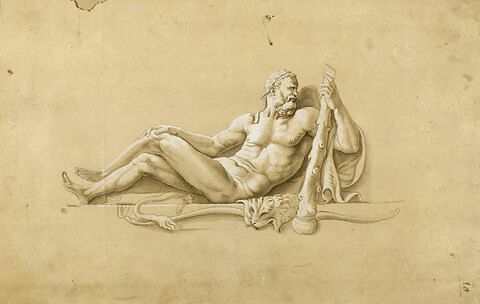 Statue d'Hercule couché, appuyé sur sa massue