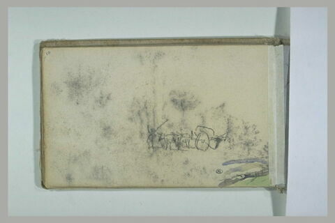 Figure devant des boeufs tirant une charette, image 1/1