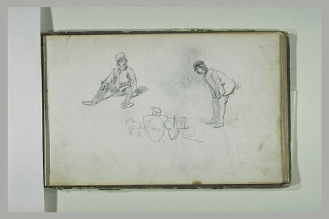 Deux études de mariniers ; charette attelée, image 1/1