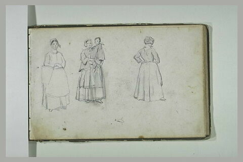 Trois études de femmes dont une tenant un enfant, image 1/1