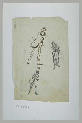 Trois études d'après un homme long et maigre, coiffé d'une casquette, image 1/1