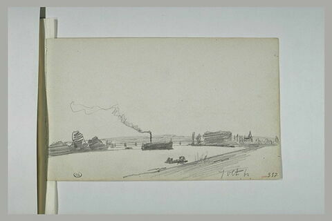 Rivière sur laquelle passe un bateau à vapeur, image 1/1