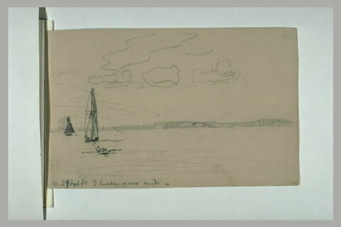 Marine avec deux navires et une barque, image 1/1