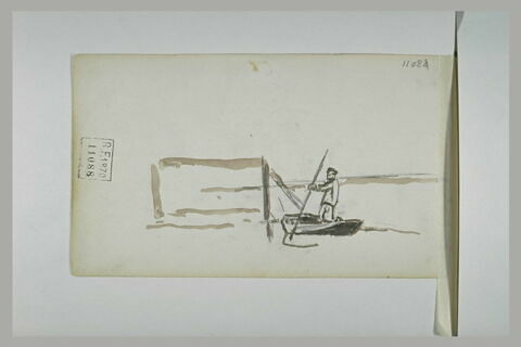 Un homme dans une barque qu'il conduit avec une gaffe, image 1/1