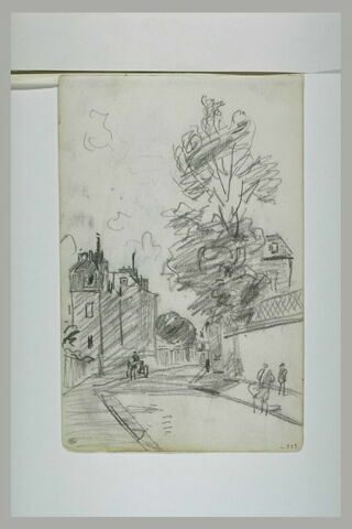 Une rue dans une ville, avec, à droite, un jardin en terrasse, image 1/1