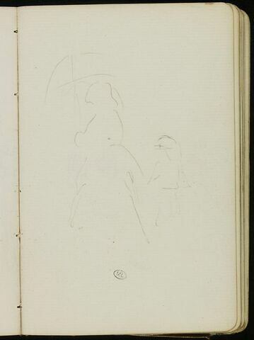 Croquis de femme avec une ombrelle et un enfant, image 1/1