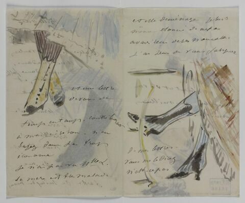 Pieds de femmes chaussés de bottines sur une lettre à Isabelle Lemonnier, image 1/2
