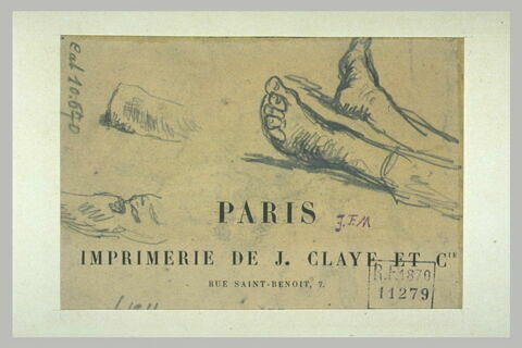 Etudes de deux pieds d'homme et deux études de jambes, image 2/2
