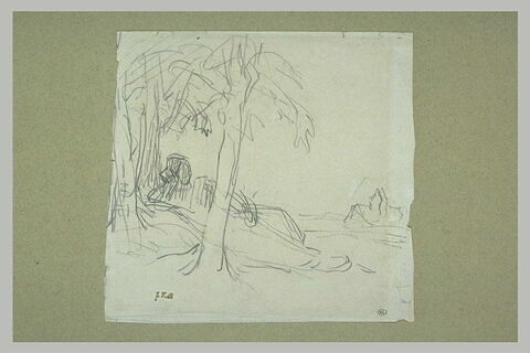 Femme couchée sous des arbres, image 1/1