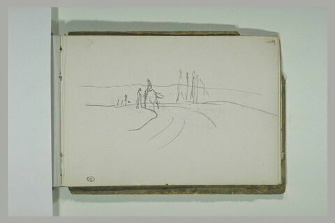 Paysage avec un cavalier et un homme sur un chemin, image 1/1