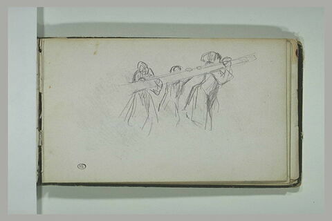 Trois femmes portant une longue planche (?), image 1/1