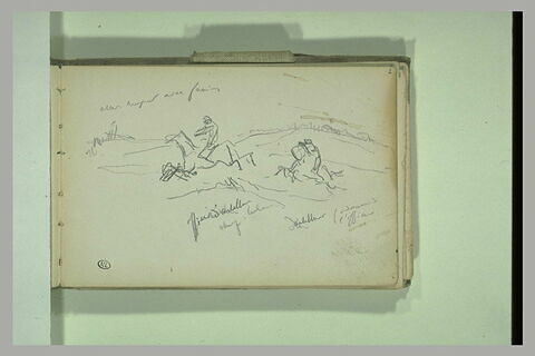 Cavaliers dans un paysage et notes manuscrites, image 1/1