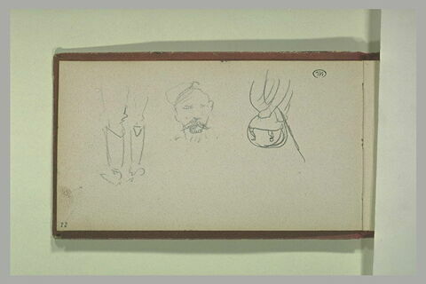 Jambes ; têtes d'homme ; sacoche, image 1/1