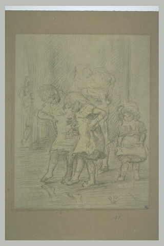 Deux petites filles dansant et deux autres enfants