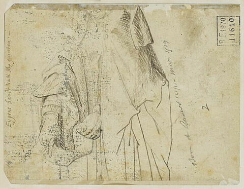 Etude de draperie d'une figure debout, coupée au visage et aux genoux, image 2/2