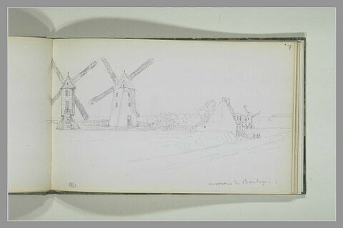 Paysage avec trois moulins à vent dans les environs de Boulogne-sur-mer, image 1/1