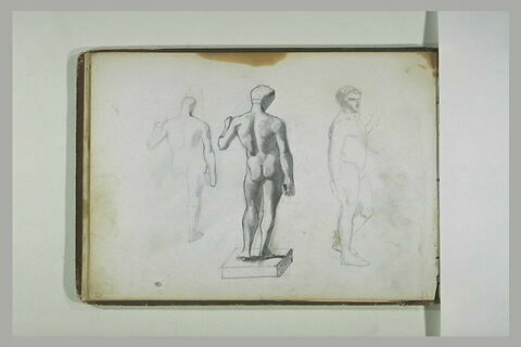 Trois études d'une statue d'homme nu, image 1/1