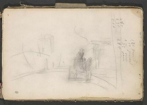 Personnage en cariole, sur une route, image 1/2