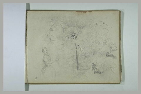 Arbres d'une forêt, visage de profil, et jeune fille, image 1/1