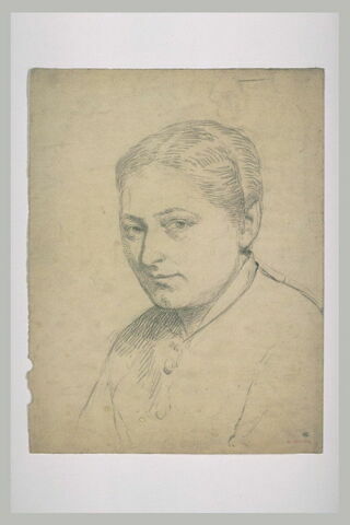 Femme, en buste, de trois quarts à gauche, image 1/1