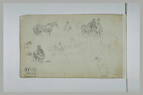 Etudes de chevaux, de figures et de chiens, image 1/1