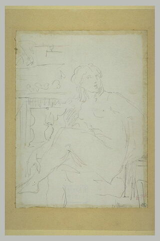 Femme nue, assise, de trois quarts à gauche, les jambes croisées, image 2/2