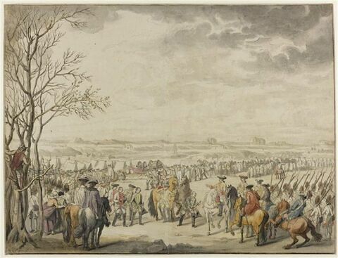 Reddition d'une armée prussienne après la prise d'une ville pendant les campagnes de Louis XV