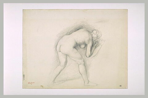 Femme nue, de dos, penchée en avant, vers la droite, image 2/2