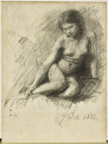 Jeune fille nue assise à terre, image 1/2