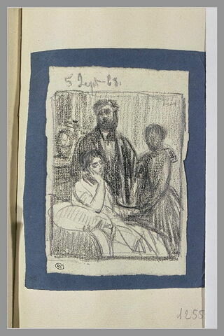 Etude pour un portrait d'une femme assise entourée d'un homme et d'une femme, image 1/1