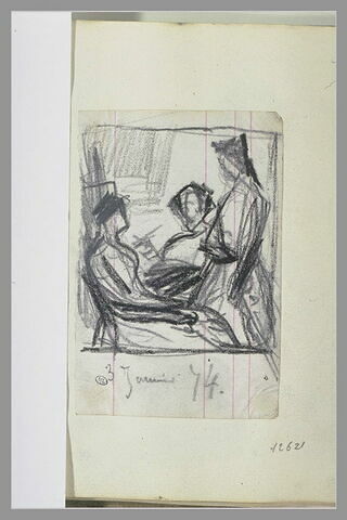 Une femme devant un chevalet, une femme posant et une troisième debout, image 1/1