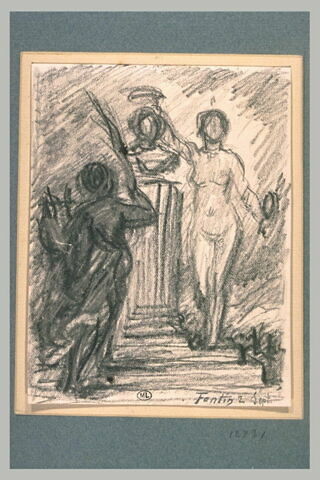 Deux femmes nues couronnant un buste, image 1/1