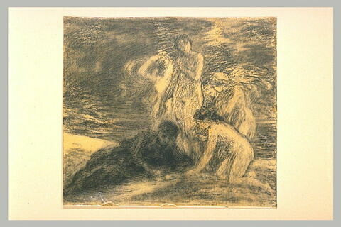 Femmes nues, auprès d'un homme étendu, drapé dans un grand manteau, image 1/1