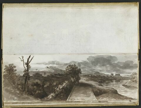 Vue des bords du Tibre, avec un pont, image 2/2