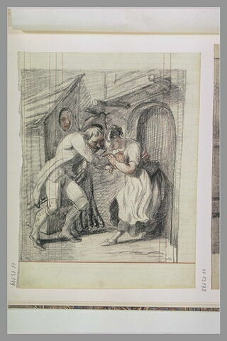 Militaire cherchant à entraîner une jeune fille réticente, image 1/1