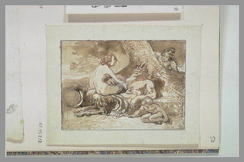 Deux femmes nues autour d'un satyre, image 1/1
