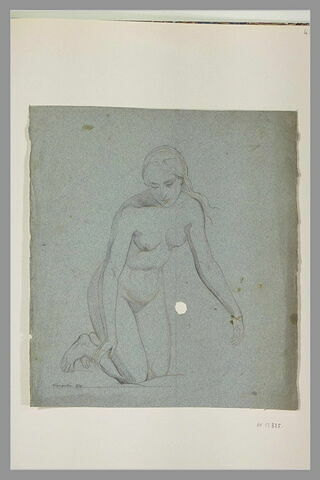 Femme nue, à genoux, bras pendants, image 1/1