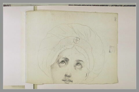 Tête d'une femme en turban, levant les yeux, image 1/1