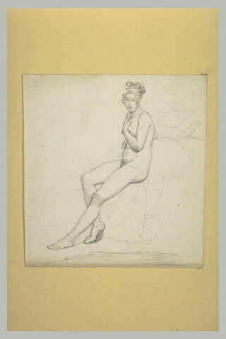 Femme nue, assise, de trois quarts à gauche, image 1/1