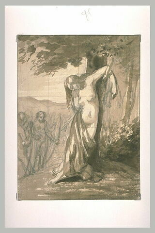 Femme nue attachée à un arbre, transpercée de flèches, image 1/1