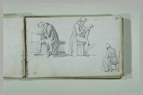 Homme écrivant ; homme lisant ; femme assise, image 2/2