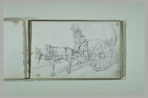 Cheval attelé à une charrette, image 2/2