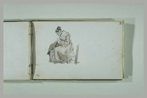 Femme assise, cousant, image 2/2