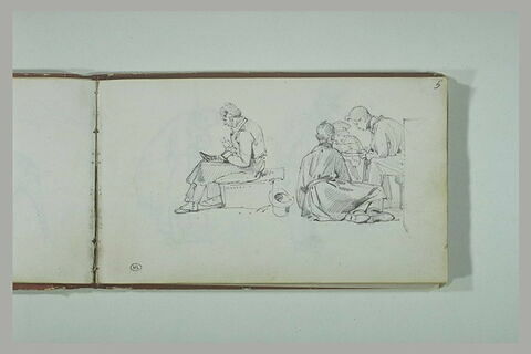 Cordonnier assis ; groupe de trois hommes assis, image 2/2
